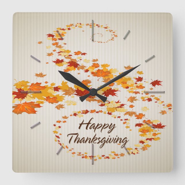 Happy Thanksgiving 4 Wall Clocks & Numeral Options (Front)
