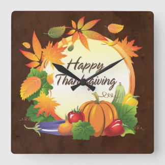 Happy Thanksgiving 5A1 Wall Clocks Options