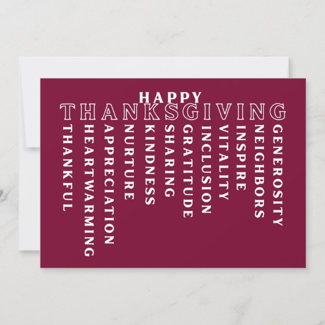 Happy Thanksgiving Acrostic Card (Front)