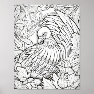 Happy Thanksgiving Adult Colouring Poster