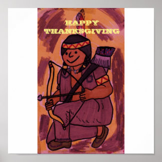HAPPY THANKSGIVING AMERICAN INDIAN POSTER