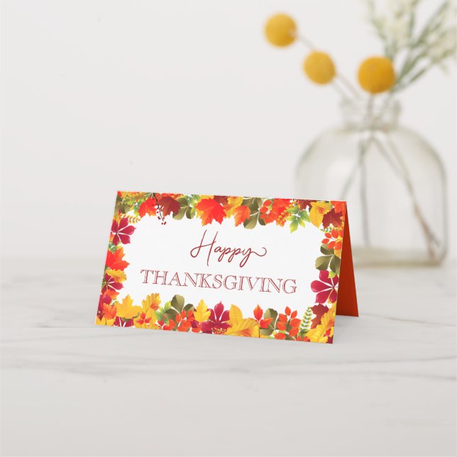 Happy Thanksgiving Autumn Dinner Party Feast Place Card (Front)