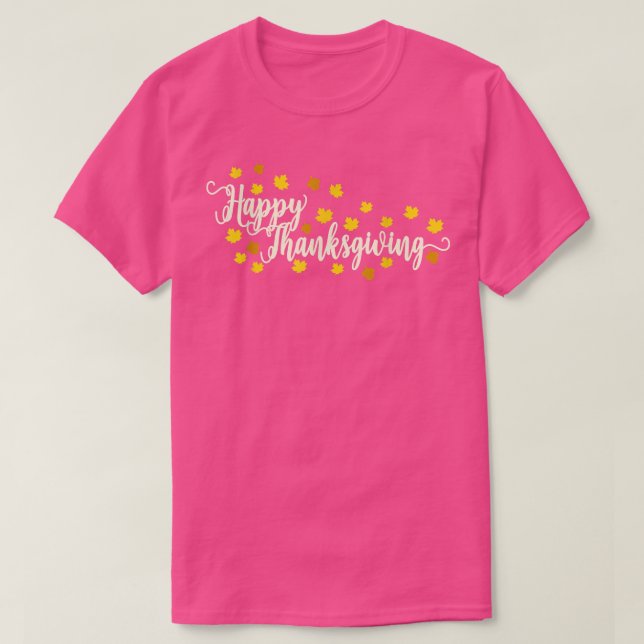 Happy Thanksgiving Autumn Fall Leaves Cute Thanksg T-Shirt (Design Front)