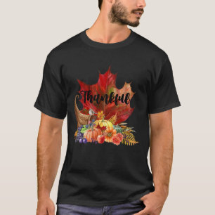 Happy Thanksgiving Autumn Fall Maple Leaves Thankf T-Shirt
