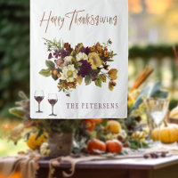 Happy Thanksgiving autumn floral family name