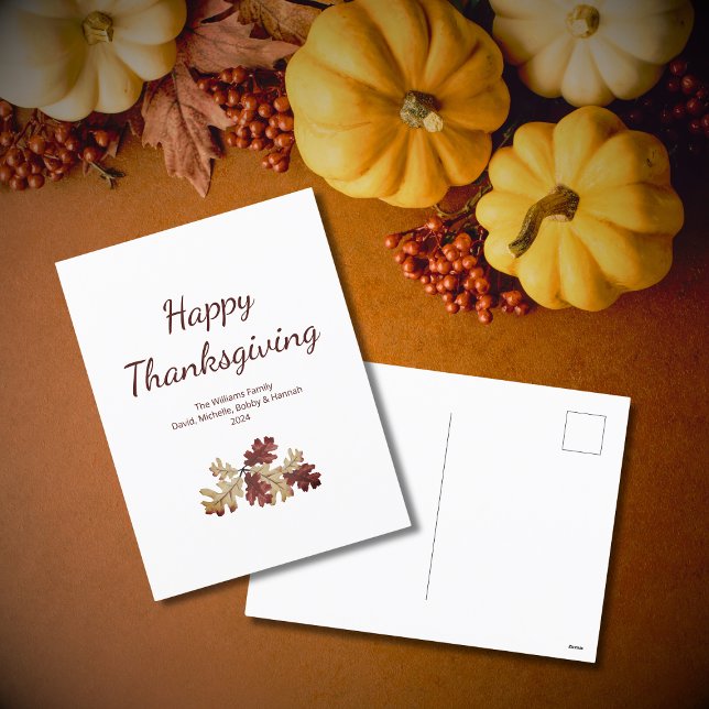 Happy Thanksgiving Autumn Foliage Botanical  Holiday Postcard (Creator Uploaded)
