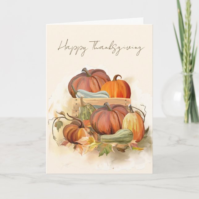 Happy Thanksgiving Autumn Harvest Holiday Card (Front)
