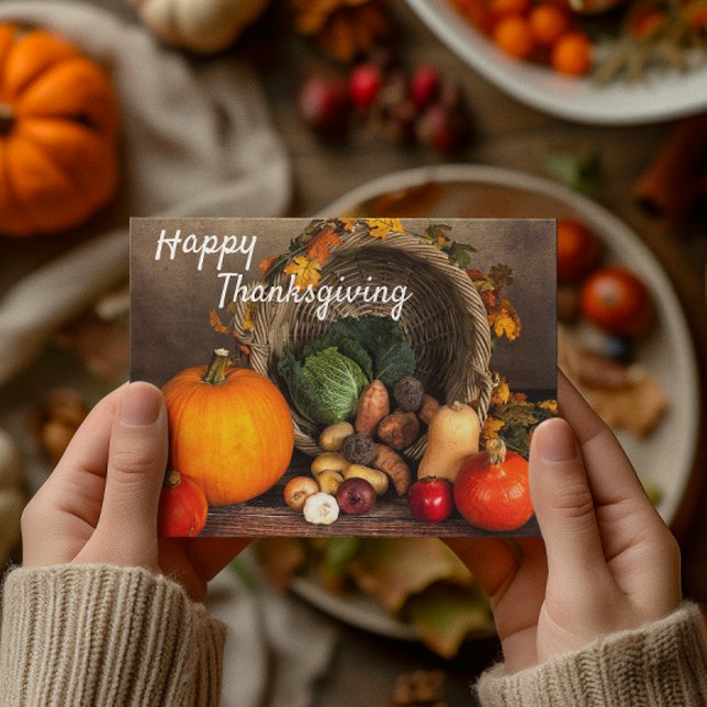 Happy Thanksgiving Autumn Harvest Pumpkin Postcard (Creator Uploaded)