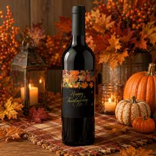 Happy Thanksgiving Autumn Harvest Wine Label