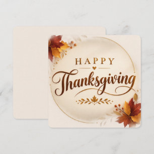 Happy Thanksgiving Autumn Leaf Coaster Card