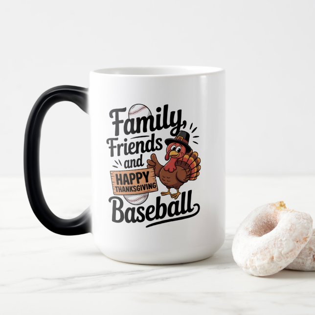 Happy Thanksgiving Autumn Leaves Magic Mug (With Donut)