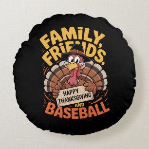 Happy Thanksgiving Autumn Leaves Round Cushion