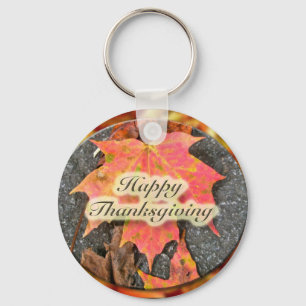Happy Thanksgiving Autumn Maple Leaf Series Key Ring