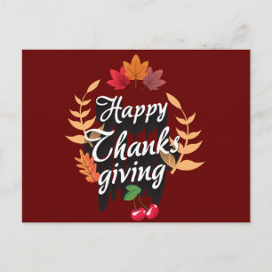 Happy Thanksgiving Autumn Postcard