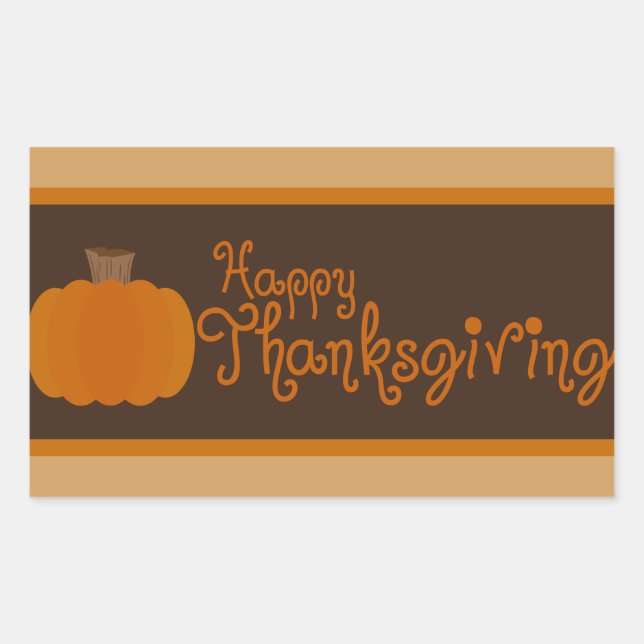 Happy Thanksgiving Autumn Pumpkin Rectangular Sticker (Front)