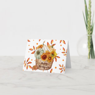 Happy Thanksgiving Autumn Pumpkins and Sunflowers  Card