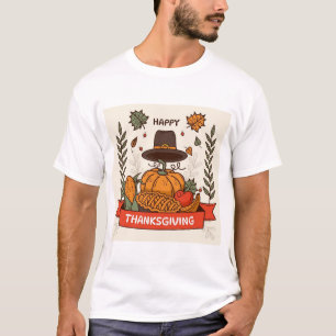 Happy Thanksgiving Autumn Pumpkins & Leaves Wreath T-Shirt