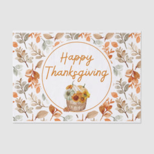 Happy Thanksgiving Autumn Pumpkins & Sunflowers Tissue Paper