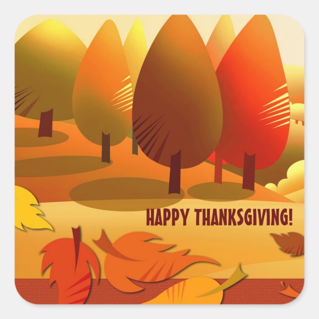 Happy Thanksgiving. Autumn Scenery  Square Sticker (Front)