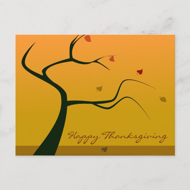 Happy Thanksgiving Autumn Tree Holiday Postcard (Front)