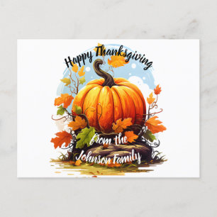 Happy Thanksgiving Autumnal colours pumpkin Holiday Postcard