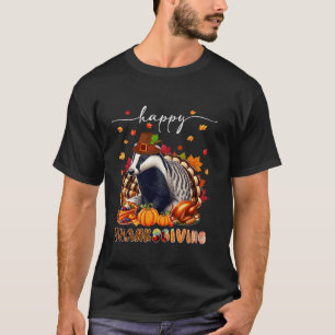 Happy Thanksgiving Badger Costume Turkey Fall Leav T-Shirt