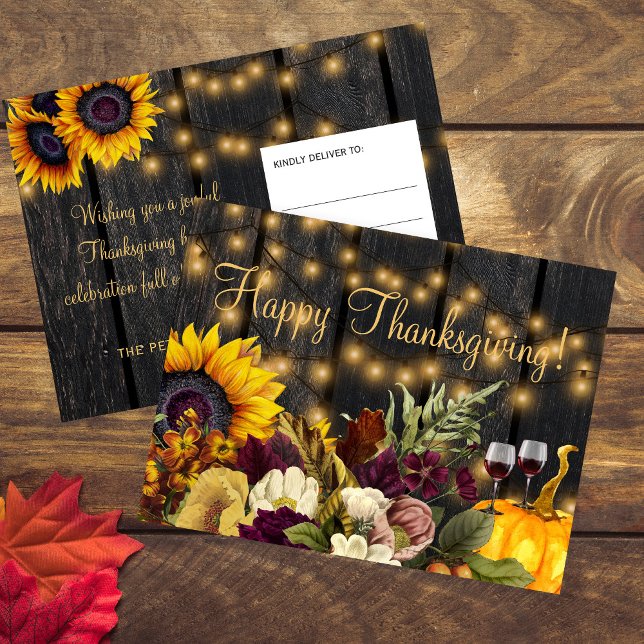 Happy Thanksgiving barn wood rustic Thanksgiving Holiday Postcard (Creator Uploaded)