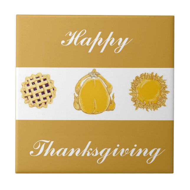 happy Thanksgiving, be thankful tile (Front)