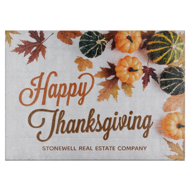 Happy Thanksgiving Beautiful Pumpkins Custom Cutting Board (Front)
