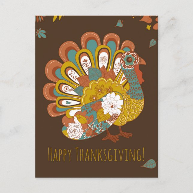 Happy Thanksgiving Beautiful Turkey Card (Front)