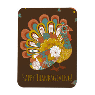 Happy Thanksgiving Beautiful Turkey Card Magnet