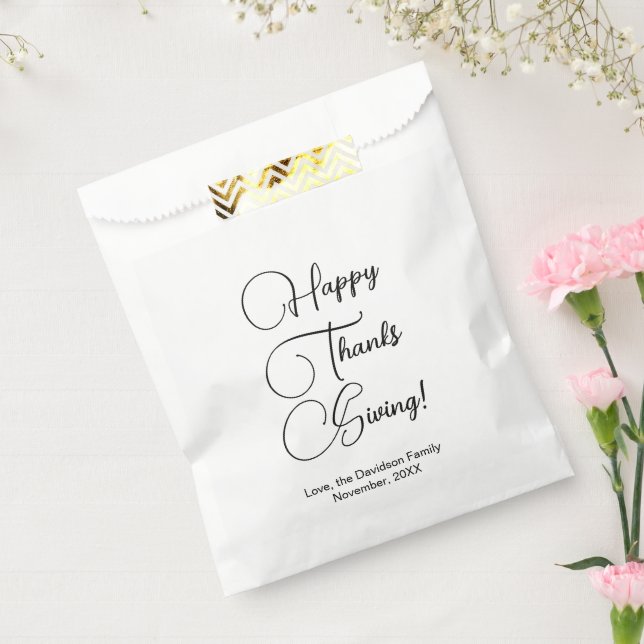 Happy Thanksgiving black custom script elegant Favour Bags (Sealed)
