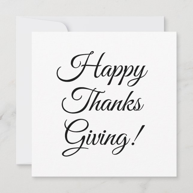 Happy Thanksgiving black custom script elegant Holiday Card (Front)