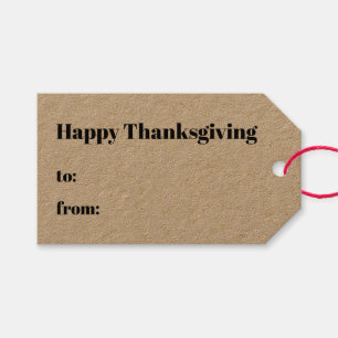 Happy Thanksgiving black to from modern kraft Gift Tags