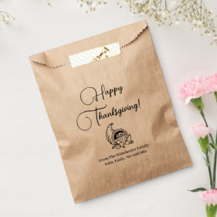 Happy Thanksgiving black white fall harvest custom Favour Bags
