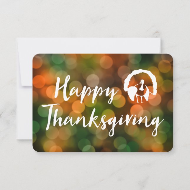 Happy Thanksgiving (bokeh fall lights) Invitation (Front)