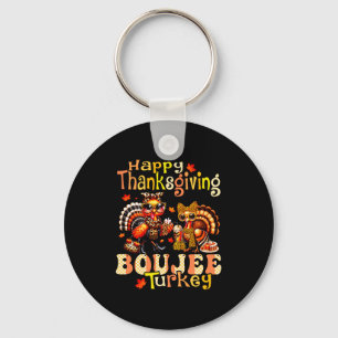 Happy Thanksgiving Boujee Turkey Leopard Boo-jee F Key Ring