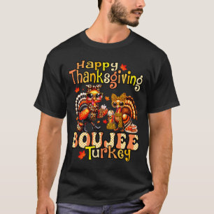 Happy Thanksgiving Boujee Turkey Leopard Boo-jee F T-Shirt