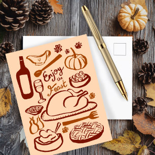 Happy Thanksgiving Bountiful Feast Holiday  Postcard