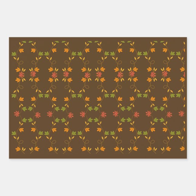 Happy Thanksgiving - Brown Theme Wrapping Paper Sheet (Front)