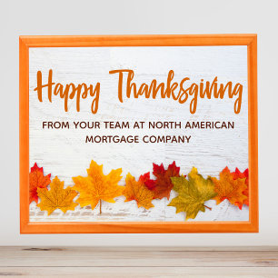 Happy Thanksgiving Business Autumn Leaves Company Poster