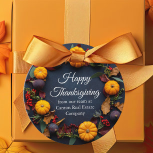 Happy Thanksgiving Business Fall Pumpkin Wreath Favour Tags