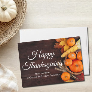 Happy Thanksgiving Business Pumpkins Customised Holiday Card