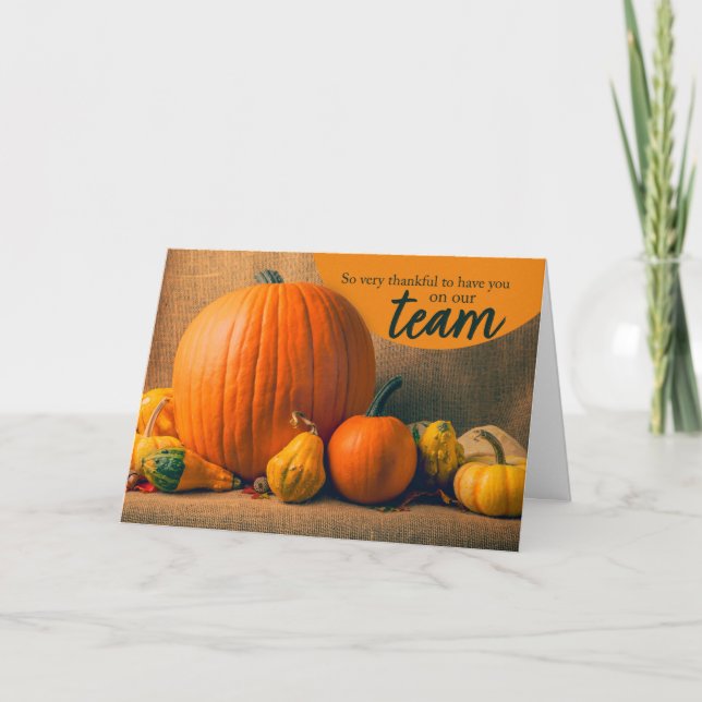 Happy Thanksgiving Business Thankful Team Member Holiday Card (Front)