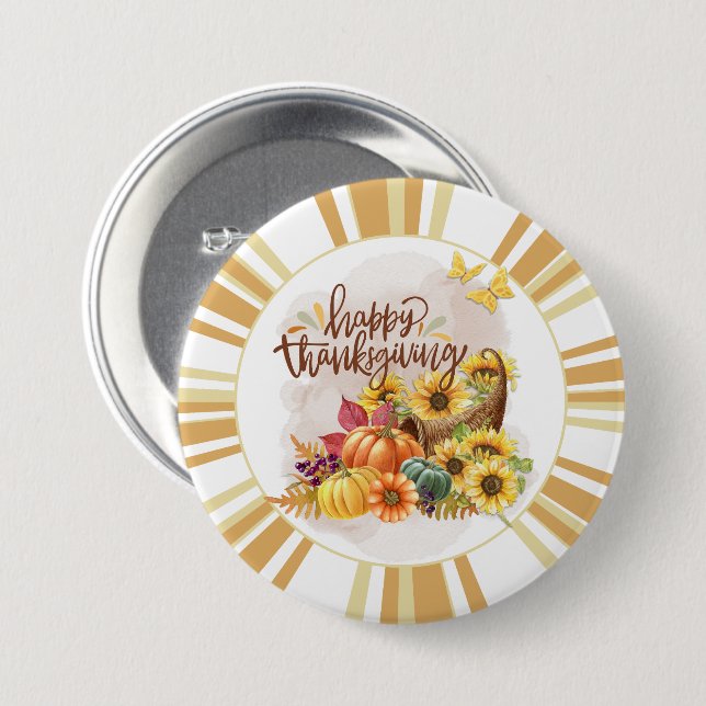 Happy Thanksgiving Button (Front & Back)