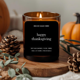 Happy Thanksgiving Candle Label   Minimalist Fall