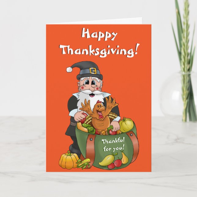 Happy Thanksgiving Card For Kids From Santa (Front)