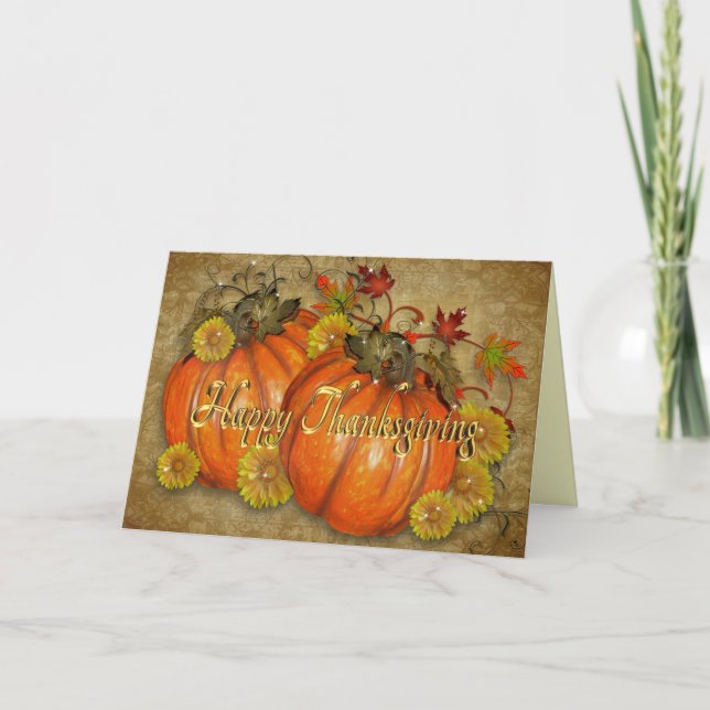 Happy Thanksgiving card Rustic Pumpkins (Front)