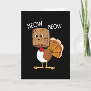 Happy Thanksgiving Cat Costume Turkey Funny Fake C Card