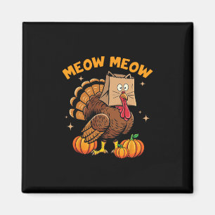 Happy Thanksgiving Cat Costume Turkey Funny Fake C Magnet
